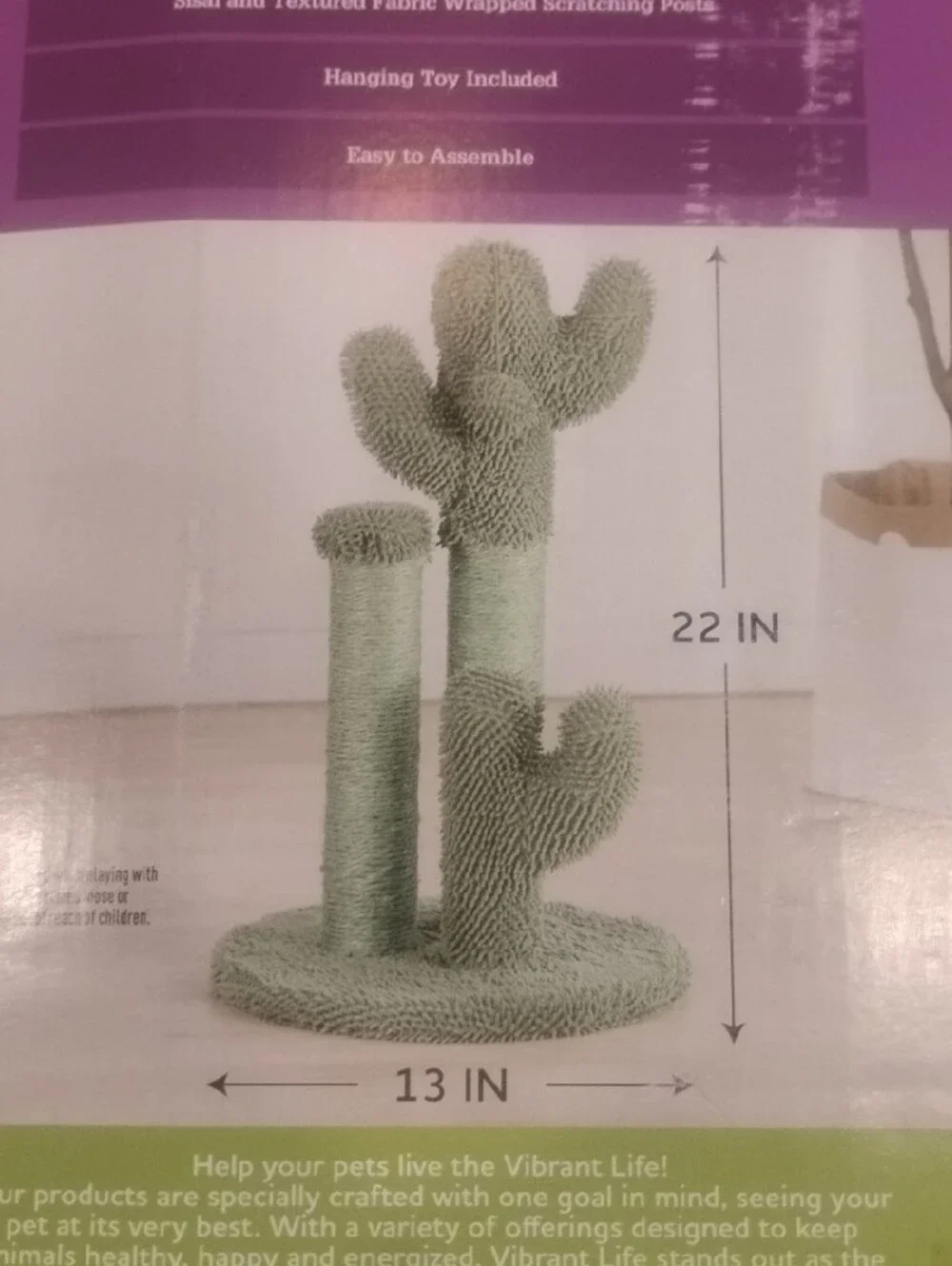 Vibrant Life Cactus Scratching Post - Green NIB